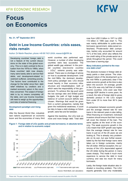 Debt in Low Income Countries: Crisis Eases, Borrowers (Government, State-Owned En- Risks Remain Terprises)