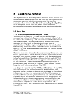 San Luis Reservoir State Recreation Area Final Resource Management Plan / General Plan and Final Environmental Impact Statement