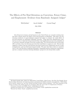 The Effects of Pre-Trial Detention on Conviction, Future Crime, And