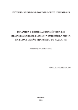 Dinâmica E Projeção Diamétrica Em Remanescente De Floresta Ombrófila Mista Na Flona De São Francisco De Paula, Rs