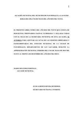 Alcaldía Municipal Del Municipio De Ilopango, a Las Ocho Horas Del Día ---De Enero Del Año Dos Mil Nueve