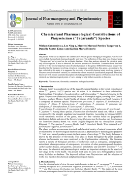 Chemical and Pharmacological Contributions of Platymiscium
