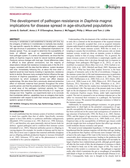 Daphnia Magna Changes Withhostage.Clonaldifferences Make Populations, Ourresultshighlightabroad to Resistitsnaturalbacterialpathogen D