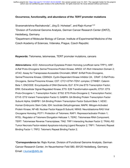 Occurrence, Functionality, and Abundance of the TERT Promoter Mutations