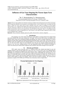 Influence of Gas Yarn Singeing on Viscose Spun Yarn Characteristics