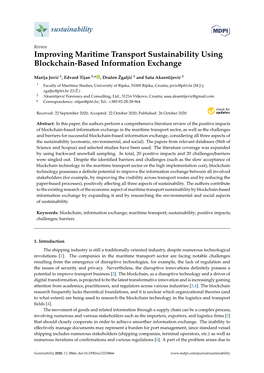 Improving Maritime Transport Sustainability Using Blockchain-Based Information Exchange