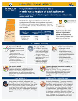 North West Region of Saskatchewan This Community Report Is Part of the “Immigration Settlement Services and Gaps in CIC’S Western Region” Study