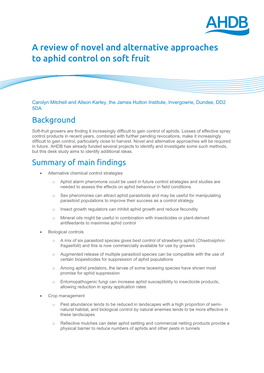 A Review of Novel and Alternative Approaches to Aphid Control on Soft Fruit