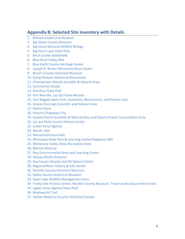 Appendix B: Selected Site Inventory with Details 1