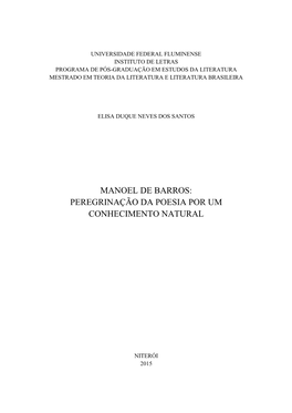 Peregrinação Da Poesia Por Um Conhecimento Natural