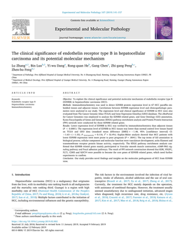 The Clinical Significance of Endothelin Receptor Type B in Hepatocellular