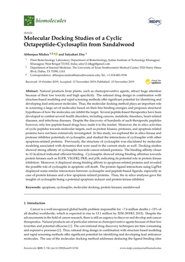 Molecular Docking Studies of a Cyclic Octapeptide-Cyclosaplin from Sandalwood