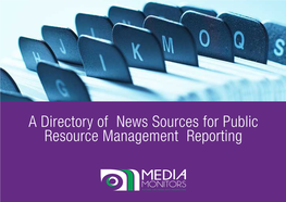 A Directory of News Sources for Public Resource Management Reporting Introduction
