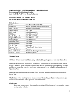 1 Lake Diefenbaker Reservoir Operating Plan Consultation