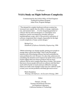 NASA Study on Flight Software Complexity