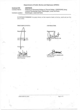 Department of Public Works and Highways (DPWH) Contract ID