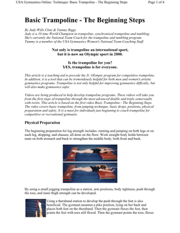 Basic Trampoline - the Beginning Steps Page 1 of 4