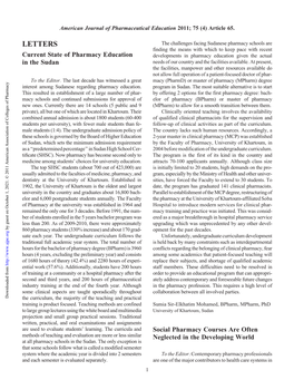 Current State of Pharmacy Education in the Sudan