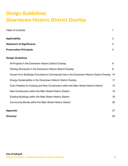 Design Guidelines Downtown Historic District Overlay