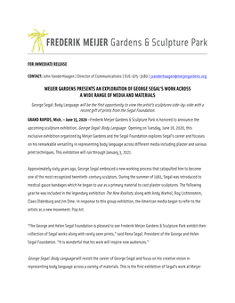 Frederik Meijer Gardens & Sculpture Park Announces George Segal Exhibition