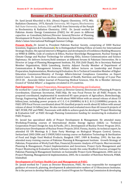 Resume of Dr. Syed Javaid Khurshid's CV
