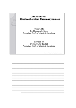 CHAPTER VII Electrochemical Thermodynamics