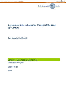 Government Debt in Economic Thought of the Long 19Th Century