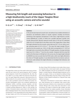 Measuring Fish Length and Assessing Behaviour in a High‐Biodiversity Reach of the Upper Yangtze River Using an Acoust