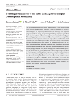 Cophylogenetic Analysis of Lice in the Colpocephalum Complex (Phthiraptera: Amblycera)