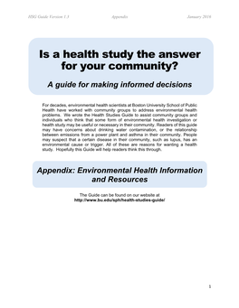 Appendix: Environmental Health Information and Resources