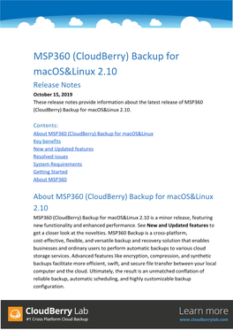 MSP360 (Cloudberry) Backup for Macos&Linux 2.10