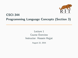 CSCI-344 Programming Language Concepts (Section 3)