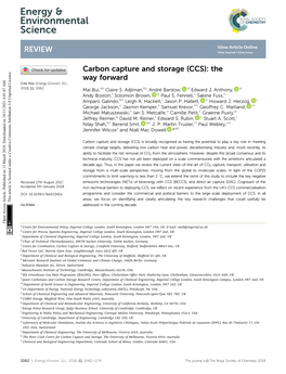 Carbon Capture and Storage (CCS): the Way Forward Cite This: Energy Environ