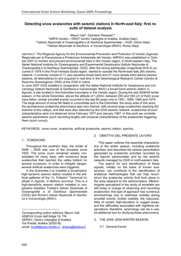 Detecting Snow Avalanches with Seismic Stations in North-East Italy: First Re- Sults of Dataset Analysis