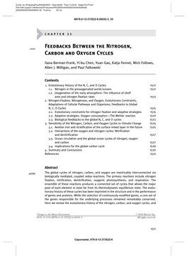 Feedbacks Between the Nitrogen, Carbon and Oxygen Cycles 1513