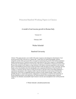 A Model of Real Income Growth in Roman Italy