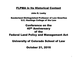 FLPMA in Its Historical Context