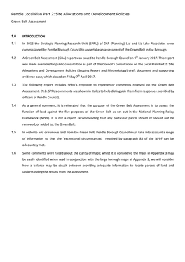 Pendle Local Plan Part 2: Site Allocations and Development Policies Green Belt Assessment