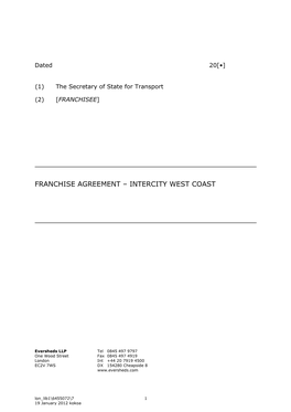 Franchise Agreement – Intercity West Coast