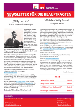 100 Jahre Willy Brandt in Eigener Sache Schickt Uns Eure Erinnerungen