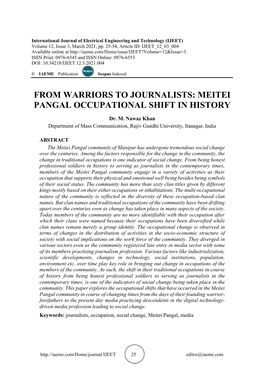 Meitei Pangal Occupational Shift in History