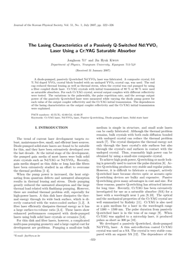 The Lasing Characteristics of a Passively Q-Switched Nd:YVO4 Laser Using a Cr:YAG Saturable Absorber