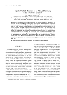 Impact of Pesticide Treatment on an Arthropod Community in the Korean Rice Ecosystem