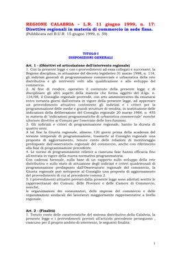 Regione Calabria – L.R