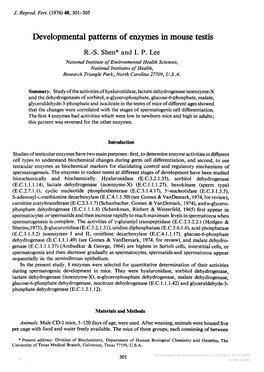 Developmental Patterns of Enzymes in Mouse Testis R.-S