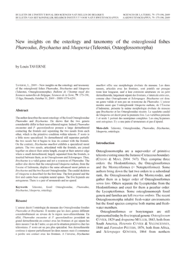 New Insights on the Osteology and Taxonomy of the Osteoglossid Fishes Phareodus, Brychaetus and Musperia (Teleostei, Osteoglossomorpha)