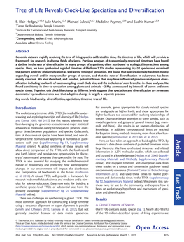 Article Fast Track Tree of Life Reveals Clock-Like Speciation and Diversification Open Access