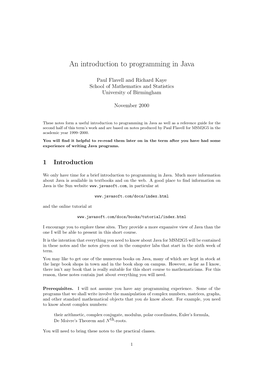 An Introduction to Programming in Java