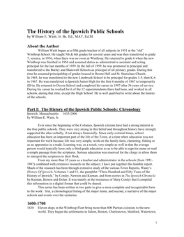 The History of the Ipswich Public Schools by William E