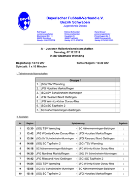 Bayerischer Fußball-Verband E.V. Bezirk Schwaben Jugendkreis Donau